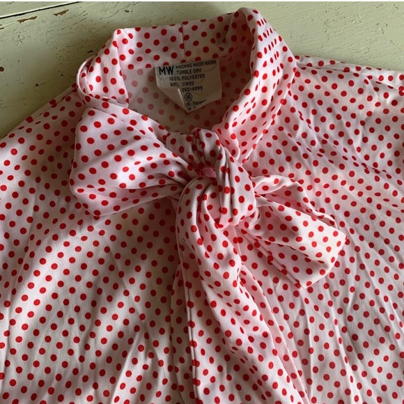 Vintage Tops - vintage red polka dot pussybow blouse